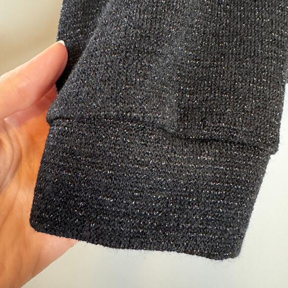 Kaileigh Sadaf Open Back Shimmery Knit Top Black Long Sleeve Size M NWOT - Picture 4 of 8